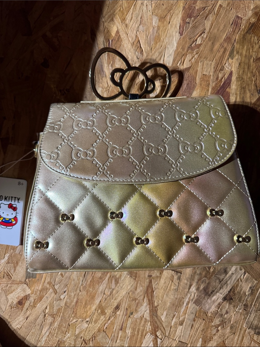 Hello Kitty Metallic Gold Quilted Mini Top-Handle Bag Loungefly Anniversary